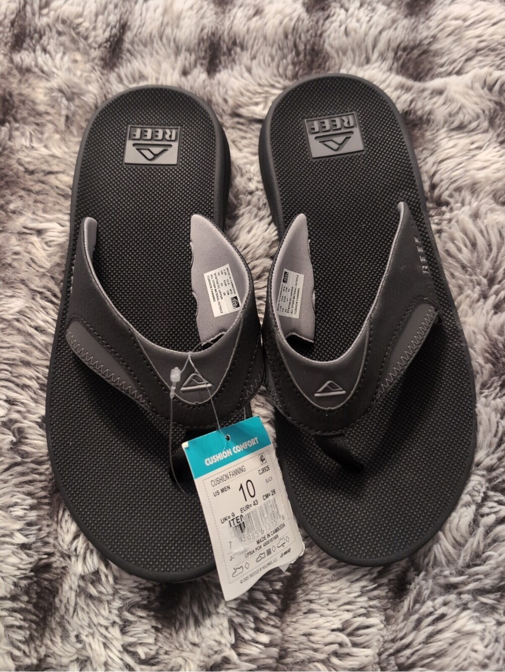 Reef Men's Cushion Phantom 2.0 Sandals Flip Flop Black CJ8926 Size 10